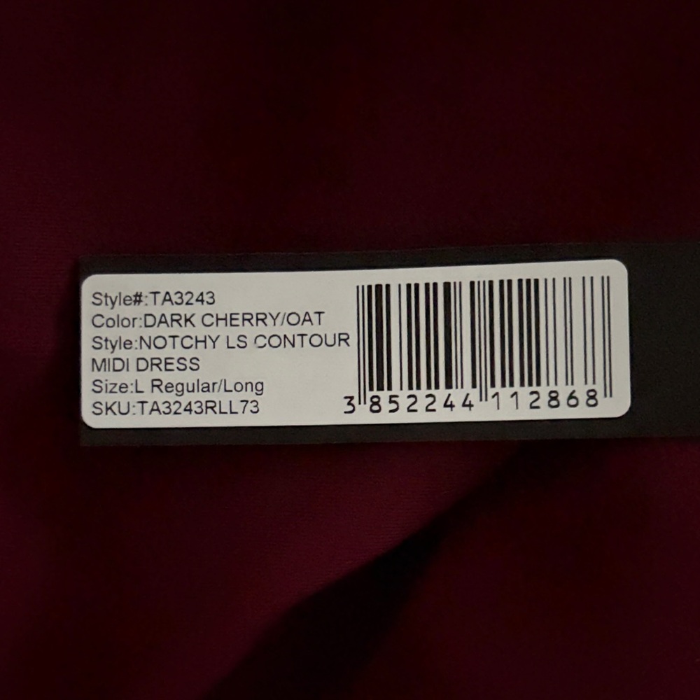 TA3 Notchy Long Sleeve Midi Dress Bodycon Cutout illusions Deep Wine red NWT L - Picture 13 of 16